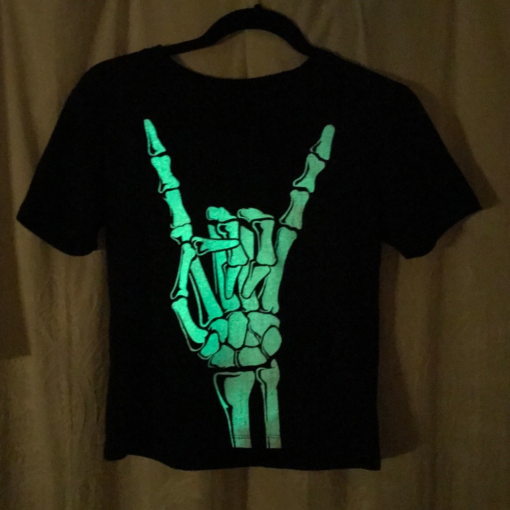 Glow in Dark Skeleton Rock On Tee